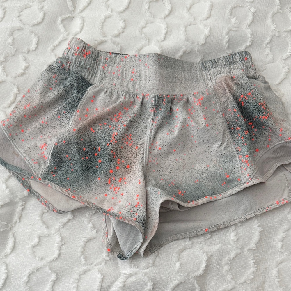 lululemon athletica Gray and Pink Splatter Athletic Shorts